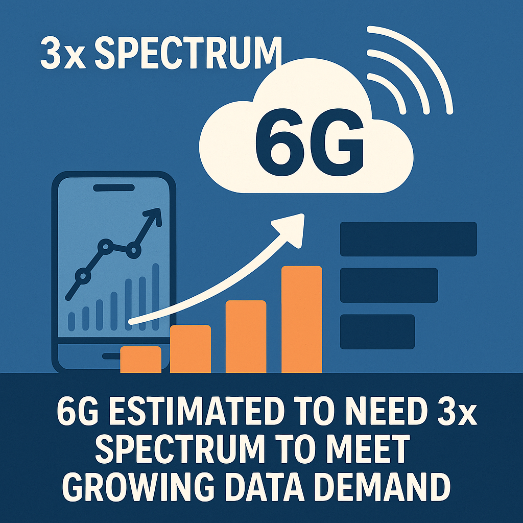 6G नेटवर्क को बढ़ती डेटा मांग को पूरा करने के लिए 3 गुना स्पेक्ट्रम की आवश्यकता होने का अनुमान