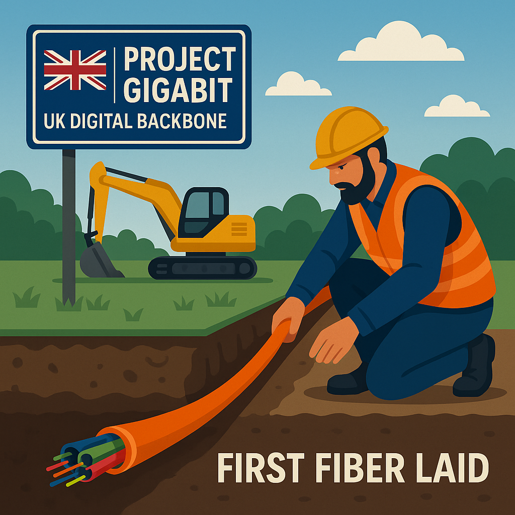 प्रोजेक्ट रीच यूके डिजिटल बैकबोन के तहत पहला फाइबर बिछाया गया